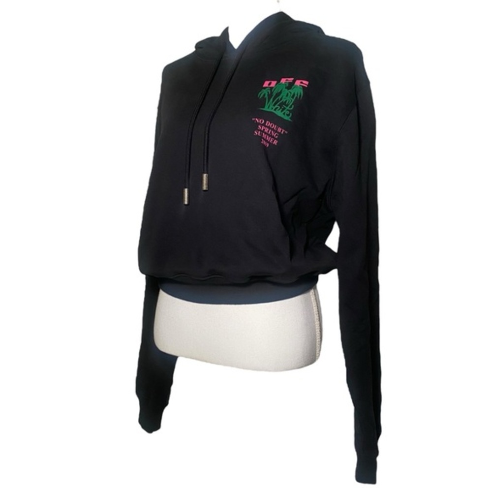 Off-White Black Cropped Graphic Hoodie